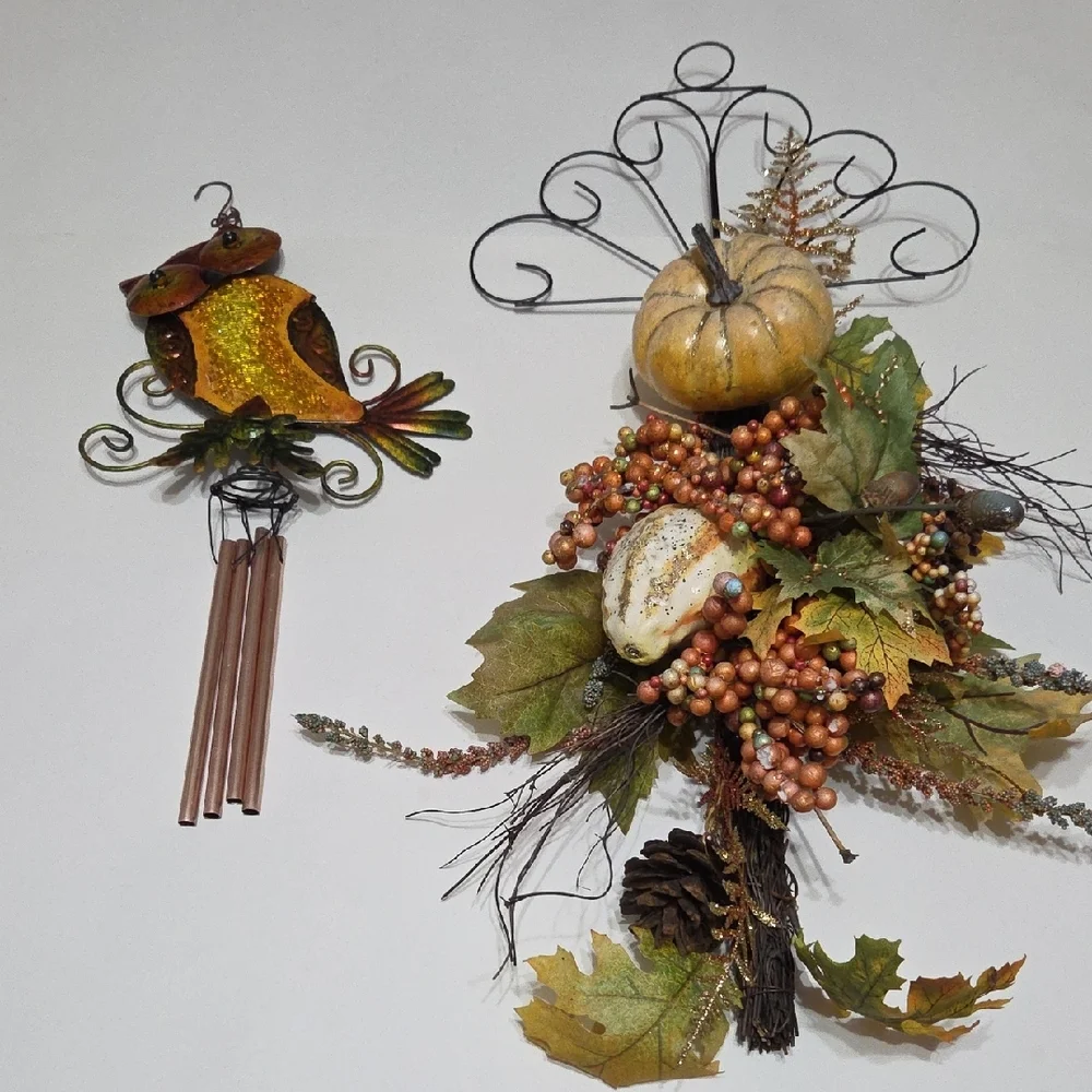 Source Unknown Rustic Autumn Wreath with Pumpkin and Gourds